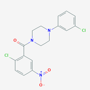 molecular formula C17H15Cl2N3O3 B336364 (2-氯-5-硝基苯基)(4-(3-氯苯基)哌嗪-1-基)甲酮 