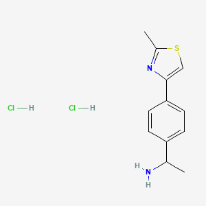 molecular formula C12H16Cl2N2S B3363725 1-[4-(2-Methyl-1,3-thiazol-4-yl)phenyl]ethanamine dihydrochloride CAS No. 1049778-47-3