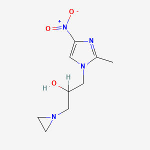 molecular formula C9H14N4O3 B3363748 alpha-(1-Aziridinylmethyl)-2-methyl-4-nitro-1H-imidazole-1-ethanol CAS No. 105027-79-0