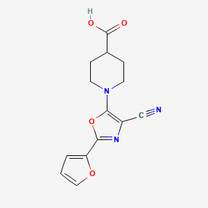 molecular formula C14H13N3O4 B3363788 1-[4-Cyano-2-(furan-2-yl)-1,3-oxazol-5-yl]piperidine-4-carboxylic acid CAS No. 1050909-91-5