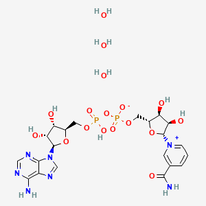 molecular formula C21H33N7O17P2 B3363933 [[(2R,3S,4R,5R)-5-(6-氨基嘌呤-9-基)-3,4-二羟基氧杂环-2-基]甲氧基-羟基磷酰基] [(2R,3S,4R,5R)-5-(3-氨基甲酰基吡啶-1-鎓-1-基)-3,4-二羟基氧杂环-2-基]甲基磷酸盐；三水合物 CAS No. 1082604-19-0