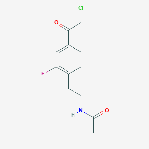 molecular formula C12H13ClFNO2 B3363998 N-{2-[4-(2-chloroacetyl)-2-fluorophenyl]ethyl}acetamide CAS No. 1087784-55-1