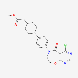 molecular formula C22H24ClN3O4 B3364180 Cyclohexaneacetic acid, 4-[4-(4-chloro-7,8-dihydro-5-oxopyrimido[5,4-f][1,4]oxazepin-6(5H)-yl)phenyl]-, methyl ester, trans- CAS No. 1109277-49-7