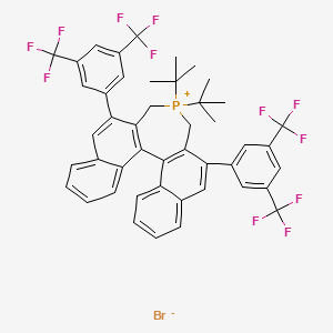 molecular formula C46H38BrF12P B3364184 10,16-Bis[3,5-bis(trifluoromethyl)phenyl]-13,13-ditert-butyl-13-phosphoniapentacyclo[13.8.0.02,11.03,8.018,23]tricosa-1(15),2(11),3,5,7,9,16,18,20,22-decaene;bromide CAS No. 1110813-90-5