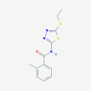 molecular formula C12H13N3OS2 B336424 N-[5-(ethylsulfanyl)-1,3,4-thiadiazol-2-yl]-2-methylbenzamide 