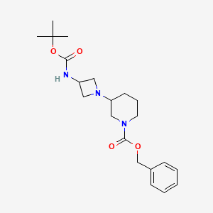 molecular formula C21H31N3O4 B3364265 Benzyl 3-(3-((tert-butoxycarbonyl)amino)azetidin-1-yl)piperidine-1-carboxylate CAS No. 1131594-81-4