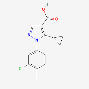 molecular formula C14H13ClN2O2 B3364301 1-(3-chloro-4-methylphenyl)-5-cyclopropyl-1H-pyrazole-4-carboxylic acid CAS No. 1135055-11-6