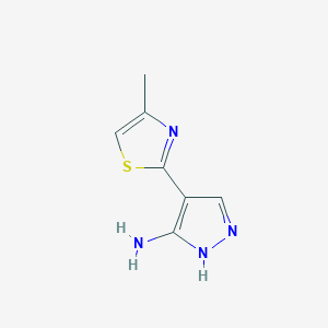 molecular formula C7H8N4S B3364521 4-(4-methyl-1,3-thiazol-2-yl)-1H-pyrazol-5-amine CAS No. 1159942-71-8
