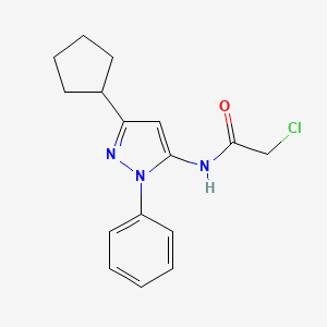 molecular formula C16H18ClN3O B3364650 2-chloro-N-(3-cyclopentyl-1-phenyl-1H-pyrazol-5-yl)acetamide CAS No. 1173245-30-1