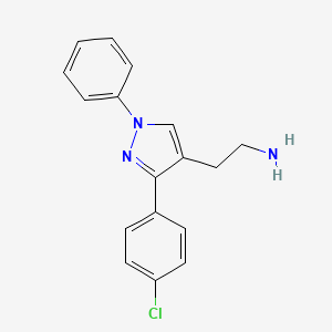 molecular formula C17H16ClN3 B3364728 2-[3-(4-chlorophenyl)-1-phenyl-1H-pyrazol-4-yl]ethan-1-amine CAS No. 1181458-69-4