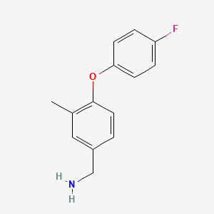 molecular formula C14H14FNO B3364772 [4-(4-Fluorophenoxy)-3-methylphenyl]methanamine CAS No. 1184533-77-4