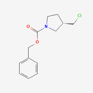 molecular formula C13H16ClNO2 B3364824 3(S)-Chloromethyl-pyrrolidine-1-carboxylic acid benzyl ester CAS No. 1187927-26-9