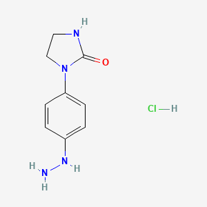 molecular formula C9H13ClN4O B3364844 1-(4-Hydrazino-phenyl)-imidazolidin-2-one hydrochloride CAS No. 1187928-08-0