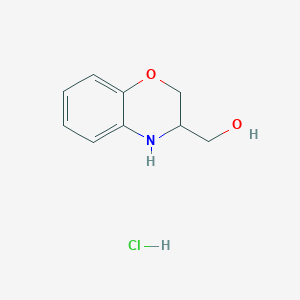 molecular formula C9H12ClNO2 B3364916 (3,4-Dihydro-2H-benzo[b][1,4]oxazin-3-yl)methanol hydrochloride CAS No. 1187930-20-6