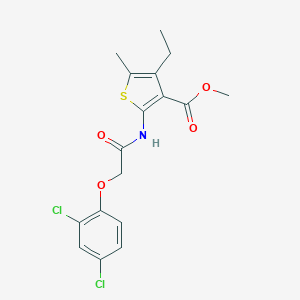 molecular formula C17H17Cl2NO4S B336494 Methyl 2-{[(2,4-dichlorophenoxy)acetyl]amino}-4-ethyl-5-methyl-3-thiophenecarboxylate 