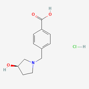 molecular formula C12H16ClNO3 B3364949 (R)-4-(3-Hydroxy-pyrrolidin-1-ylmethyl)-benzoic acid hydrochloride CAS No. 1187931-68-5