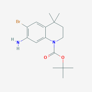 molecular formula C16H23BrN2O2 B3364971 7-Amino-1-Boc-6-bromo-4,4-dimethyl-3,4-dihydro-2H-quinoline CAS No. 1187932-29-1