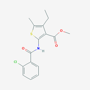 molecular formula C16H16ClNO3S B336503 Methyl 2-[(2-chlorobenzoyl)amino]-4-ethyl-5-methyl-3-thiophenecarboxylate 