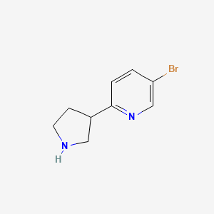 molecular formula C9H11BrN2 B3365043 5-Bromo-2-(pyrrolidin-3-YL)pyridine CAS No. 1196147-33-7