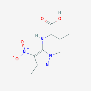 molecular formula C9H14N4O4 B3365316 2-[(1,3-dimethyl-4-nitro-1H-pyrazol-5-yl)amino]butanoic acid CAS No. 1218071-54-5