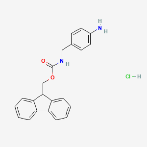 molecular formula C22H21ClN2O2 B3365368 4-Fmoc-aminomethyl-aniline hydrochloride CAS No. 1220040-04-9