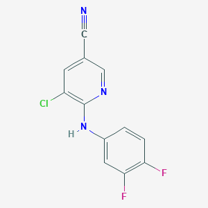 molecular formula C12H6ClF2N3 B3365513 5-Chloro-6-[(3,4-difluorophenyl)amino]pyridine-3-carbonitrile CAS No. 1240526-18-4
