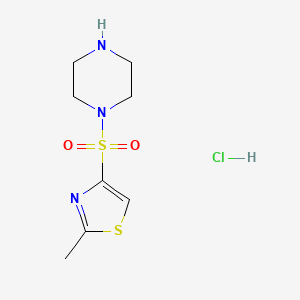 molecular formula C8H14ClN3O2S2 B3365725 1-(2-Methyl-1,3-thiazole-4-sulfonyl)piperazine hydrochloride CAS No. 1258649-88-5