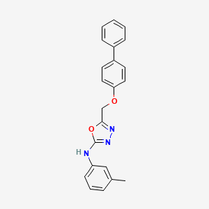 molecular formula C22H19N3O2 B3365743 1,3,4-Oxadiazol-2-amine, 5-(((1,1'-biphenyl)-4-yloxy)methyl)-N-(3-methylphenyl)- CAS No. 126006-83-5
