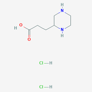 molecular formula C7H16Cl2N2O2 B3365764 3-Piperazin-2-YL-propionic acid dihydrochloride CAS No. 1260638-01-4