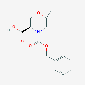 molecular formula C15H19NO5 B3365840 (R)-6,6-Dimethyl-morpholine-3,4-dicarboxylic acid 4-benzyl ester CAS No. 1263077-96-8