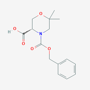 molecular formula C15H19NO5 B3365845 (S)-4-((Benzyloxy)carbonyl)-6,6-dimethylmorpholine-3-carboxylic acid CAS No. 1263078-14-3