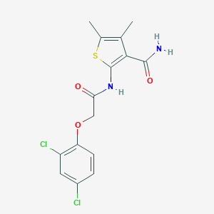 molecular formula C15H14Cl2N2O3S B336615 2-{[(2,4-Dichlorophenoxy)acetyl]amino}-4,5-dimethyl-3-thiophenecarboxamide 