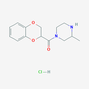 molecular formula C14H19ClN2O3 B3366306 (2,3-Dihydrobenzo[b][1,4]dioxin-2-yl)(3-methylpiperazin-1-yl)methanone hydrochloride CAS No. 1353980-53-6