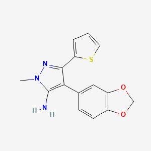 molecular formula C15H13N3O2S B3366325 4-(2H-1,3-benzodioxol-5-yl)-2-methyl-5-(thiophen-2-yl)-2,3-dihydro-1H-pyrazol-3-imine CAS No. 1354960-92-1