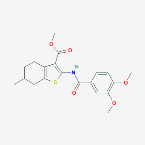 molecular formula C20H23NO5S B336633 Methyl 2-[(3,4-dimethoxybenzoyl)amino]-6-methyl-4,5,6,7-tetrahydro-1-benzothiophene-3-carboxylate 