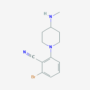 molecular formula C13H16BrN3 B3366356 2-Bromo-6-[4-(methylamino)piperidino]benzonitrile CAS No. 1365271-64-2