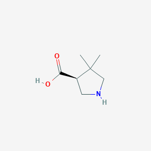 molecular formula C7H13NO2 B3366419 (3S)-4,4-Dimethyl-pyrrolidine-3-carboxylic acid CAS No. 1373232-20-2