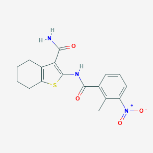 molecular formula C17H17N3O4S B336649 2-[(2-Methyl-3-nitrobenzoyl)amino]-4,5,6,7-tetrahydro-1-benzothiophene-3-carboxamide 
