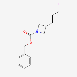 molecular formula C14H18INO2 B3366514 Benzyl 3-(3-iodopropyl)azetidine-1-carboxylate CAS No. 1381947-94-9