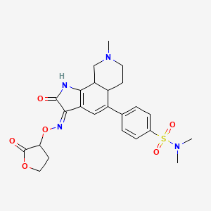 molecular formula C24H28N4O6S B3366524 (Z)-N,N-Dimethyl-4-(8-methyl-2-oxo-3-(((2-oxotetrahydrofuran-3-yl)oxy)imino)-2,3,5a,6,7,8,9,9a-octahydro-1H-pyrrolo[3,2-h]isoquinolin-5-yl)benzenesulfonamide CAS No. 1381952-99-3