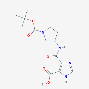 molecular formula C14H20N4O5 B3366668 4-((1-(tert-Butoxycarbonyl)pyrrolidin-3-yl)carbamoyl)-1H-imidazole-5-carboxylic acid CAS No. 1417793-25-9