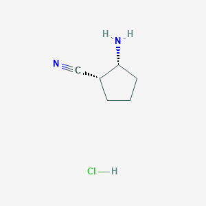 molecular formula C6H11ClN2 B3366913 (1S,2R)-2-aminocyclopentane-1-carbonitrile hydrochloride CAS No. 1523530-19-9