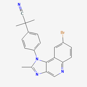 molecular formula C21H17BrN4 B3367114 2-(4-(8-Bromo-2-methyl-1H-imidazo[4,5-c]quinolin-1-yl)phenyl)-2-methylpropanenitrile CAS No. 1624261-99-9