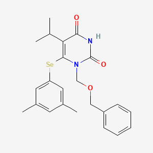 molecular formula C23H26N2O3Se B3367294 2,4(1H,3H)-Pyrimidinedione, 6-((3,5-dimethylphenyl)seleno)-5-(1-methylethyl)-1-((phenylmethoxy)methyl)- CAS No. 172256-12-1