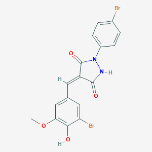 molecular formula C17H12Br2N2O4 B336734 4-(3-Bromo-4-hydroxy-5-methoxybenzylidene)-1-(4-bromophenyl)-3,5-pyrazolidinedione 