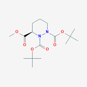 molecular formula C16H28N2O6 B3367350 (R)-Tetrahydro-pyridazine-1,2,3-tricarboxylicacid1,2-di-tert-butylester3-methylester CAS No. 174497-80-4