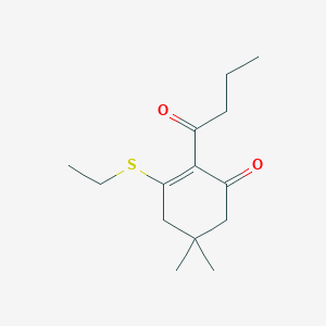 molecular formula C14H22O2S B3367371 2-Butanoyl-3-ethylsulfanyl-5,5-dimethylcyclohex-2-en-1-one CAS No. 174842-59-2