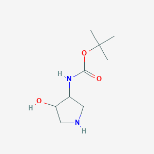 molecular formula C9H18N2O3 B3367448 (4-Hydroxy-pyrrolidin-3-yl)-carbamic acid tert-butyl ester CAS No. 1781990-21-3