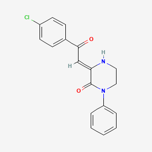 molecular formula C18H15ClN2O2 B3367452 3-(2-(4-Chlorophenyl)-2-oxoethylidene)-1-phenylpiperazinone CAS No. 178408-27-0