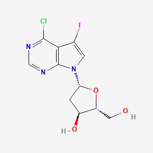molecular formula C11H11ClIN3O3 B3367474 (2R,3S,5R)-5-(4-Chloro-5-iodo-7H-pyrrolo[2,3-d]pyrimidin-7-yl)-2-(hydroxymethyl)tetrahydrofuran-3-ol CAS No. 178995-71-6